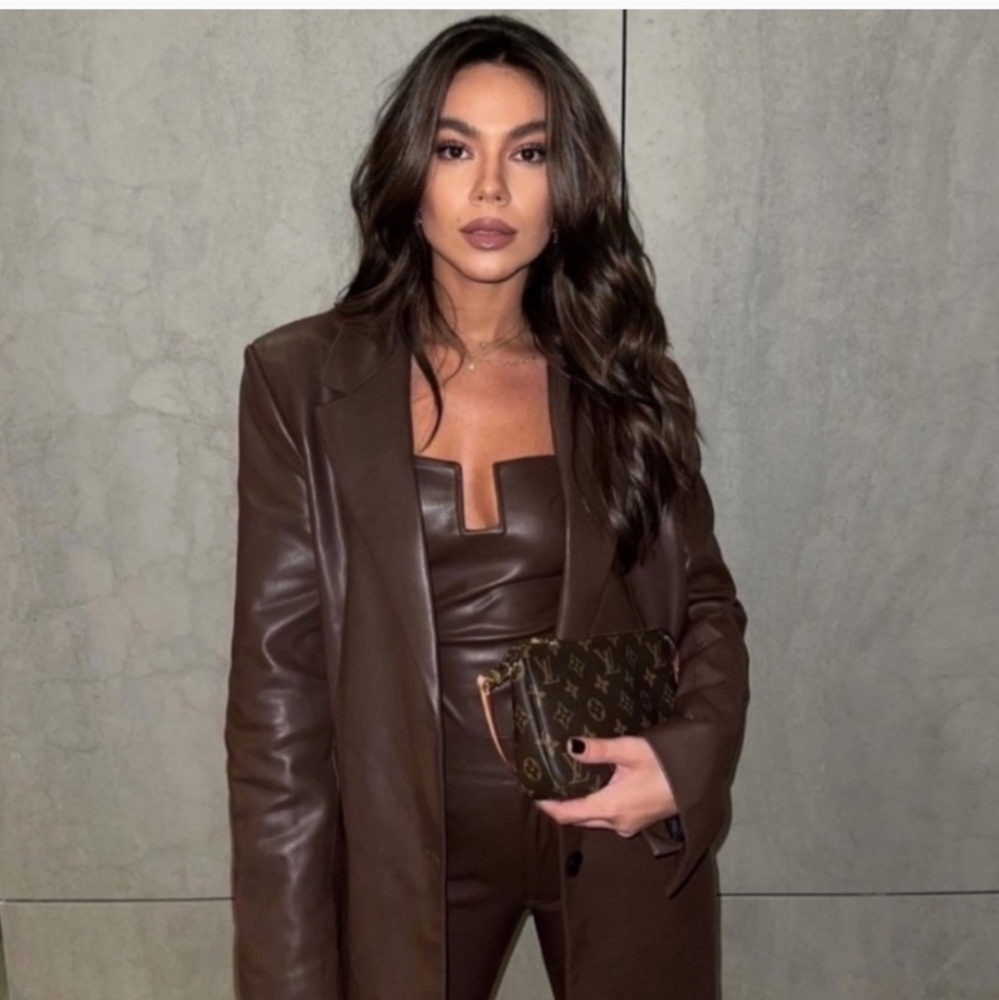 ZARA * Faux leather Oversized Straight blazer brown - Picture 2 of 15